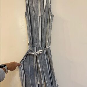Cloth & Stone Small Black and White Striped Jumpsuit